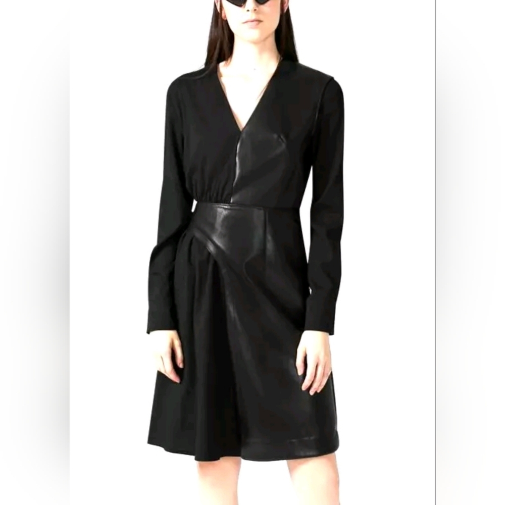 Max Mara Sportmax Wool Vegan Leather Dress